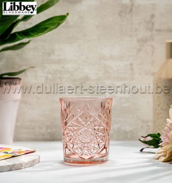 Libbey glassware - Hobstar glas roze 35cl