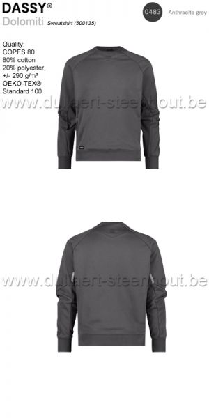 DASSY® Dolomiti (500135) Sweater / werksweater - ANTRACIETGRIJS 0483