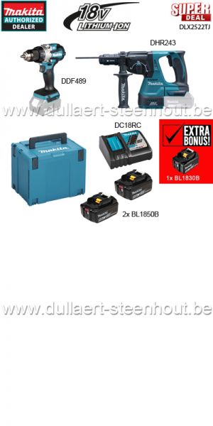 Makita® Combiset LXT ® DLX2522TJ 2 accu machines + 2x accu BL1850B + lader DC18RC