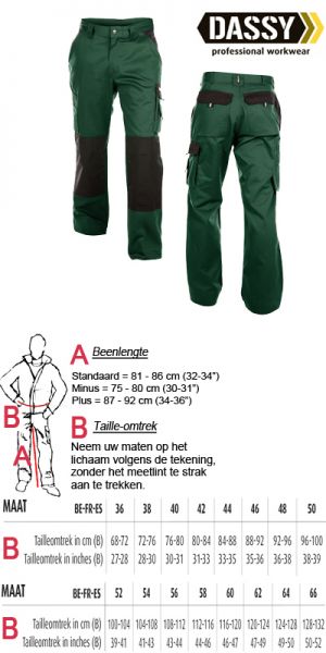 Dassy - Boston (200426) Tweekleurige werkbroek met kniezakken groen/zwart