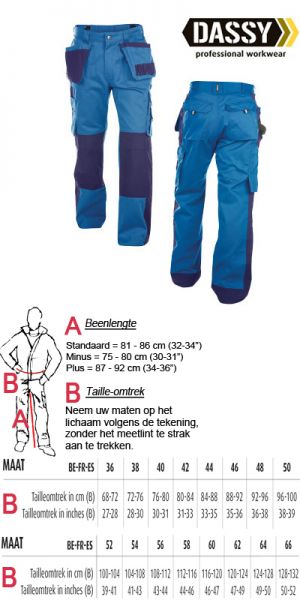 Dassy - Seattle (200428) Tweekleurige multizakkenbroek met kniezakken - korenblauw/marine