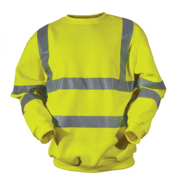 Fluo gele sweater met reflecterende strepen klasse3