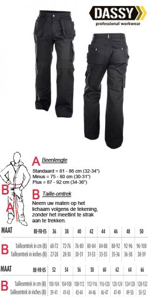 Dassy - Oxford (200444) Multizakken werkbroek met kniezakken - zwart