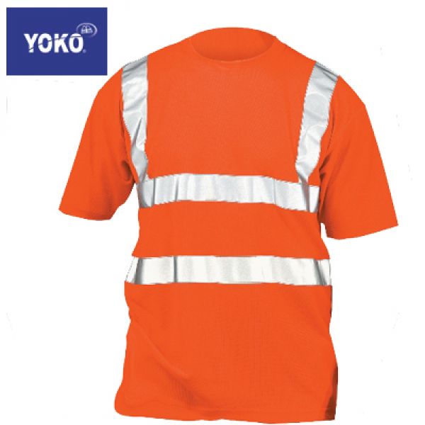 Yoko fluo oranje t-shirt met 3M reflecterende strepen
