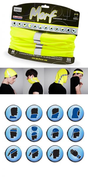 Morf - Fluo gele multifunctionele nekband / hoofdband voor professionals / sporters 