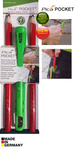 Pica Pocket 3 delige SET timmermanspotloden / metserspotloden + houder met scherper