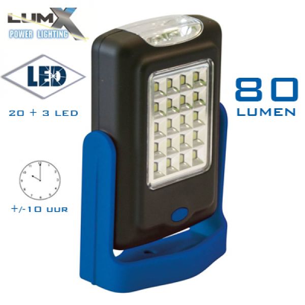 LUMX power lighting 20+3 LED zaklamp met 80 Lumen