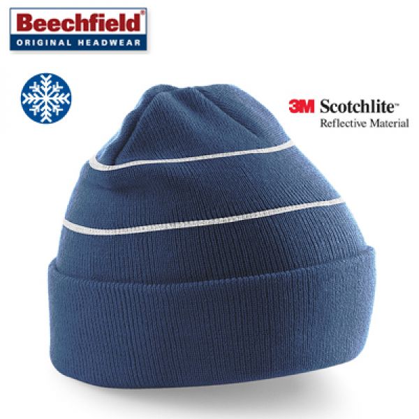 Beechfield - Blauwe muts met reflecterende 3M strepen voor een hoge zichtbaarheid