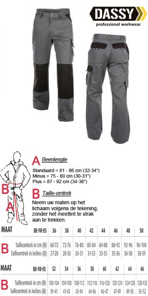 Dassy - Boston (200426) Tweekleurige werkbroek met kniezakken grijs/zwart
