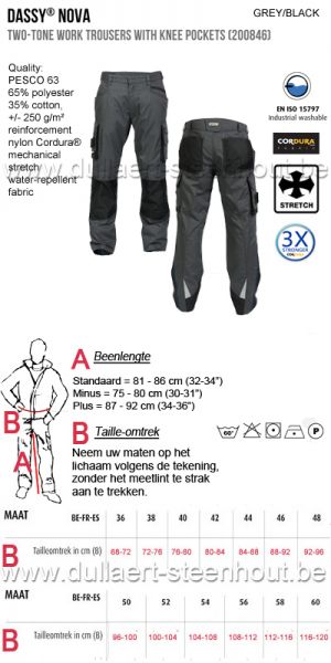 DASSY® - Nova (200846)  Tweekleurige werkbroek met kniezakken grijs/zwart