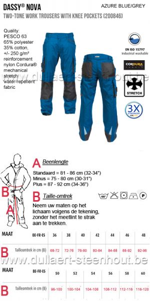 DASSY® - Nova (200846) Tweekleurige werkbroek met kniezakken blauw/grijs