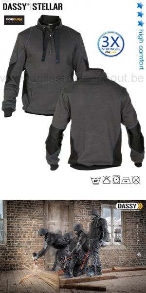Dassy - Stellar (300394)  Tweekleurige werksweater / sweatshirt grijs/zwart