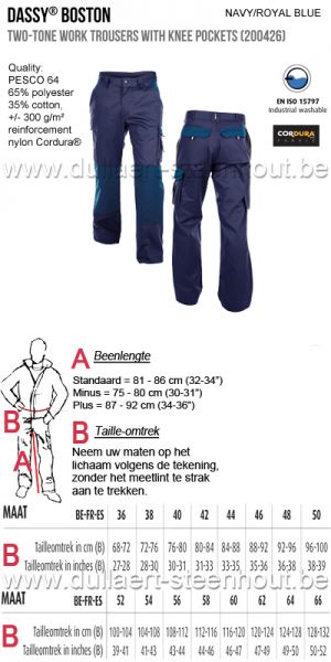 DASSY® Boston (200426) Tweekleurige werkbroek met kniezakken / marineblauw-royal