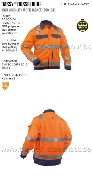 DASSY® Dusseldorf (300184) Fluo oranje werkvest / werkjas - oranje/blauw