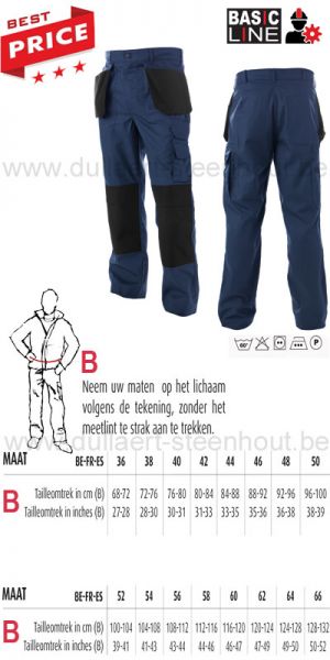 Basic Line - Seaton marineblauw/zwart - Multizakken werkbroek met kniezakken