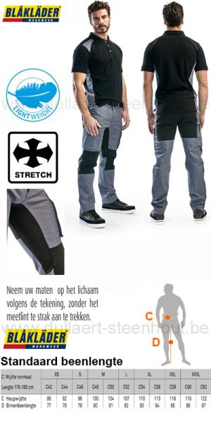 Blaklader - Licht, comfortabel en flexibele stretch werkbroek 1459 1845 9499 grijs/zwart