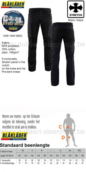 Blaklader - Licht, comfortabel en flexibele stretch werkbroek 1459 1845 9900 black / black