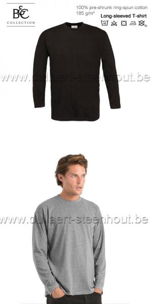 B&C - T-shirt met lange mouwen Exact 190 LSL / 100% katoen / zwart