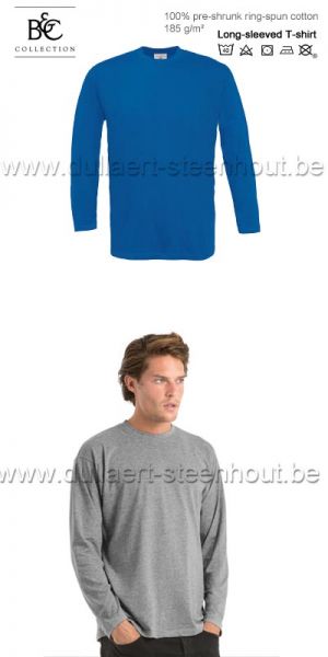 B&C - T-shirt met lange mouwen Exact 190 LSL / 100% katoen / royal blue