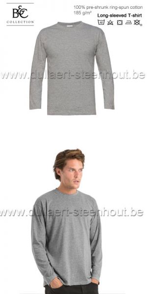 B&C - T-shirt met lange mouwen Exact 190 LSL / 100% katoen / sport grey