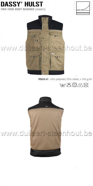 DASSY® Hulst (350051) Tweekleurige bodywarmer met fleece voering / beige - zwart