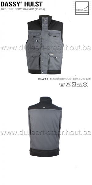 DASSY® Hulst (350051) Tweekleurige bodywarmer met fleece voering / grijs - zwart