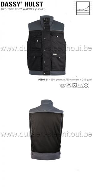 DASSY® Hulst (350051) Tweekleurige bodywarmer met fleece voering / zwart - grijs