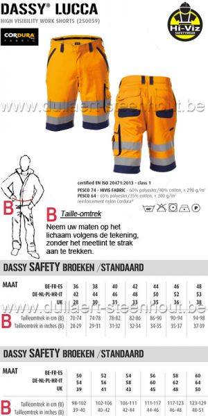 DASSY® Lucca (250059) Fluo werkshort / korte werkbroek / oranje - navy