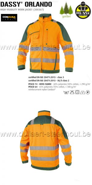 DASSY® Orlando (300367) Fluo oranje werkverst / werkjas - oranje/groen 
