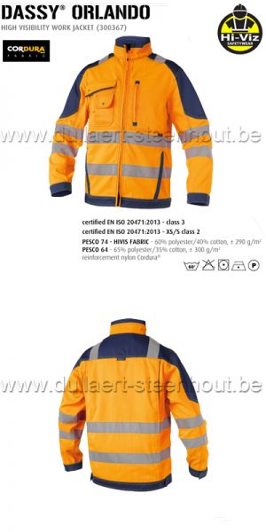 DASSY® Orlando (300367) Fluo oranje werkverst / werkjas - oranje/navy 