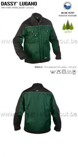 DASSY® Lugano (300183) Tweekleurige werkvest / werkjas groen/zwart