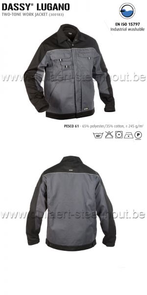 DASSY® Lugano (300183) Tweekleurige werkvest / werkjas - grijs/zwart
