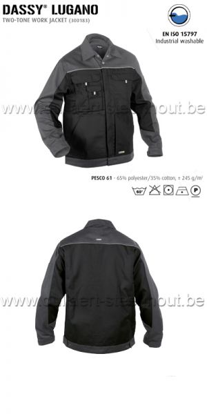 DASSY® Lugano (300183) Tweekleurige werkvest / werkjas - zwart/grijs