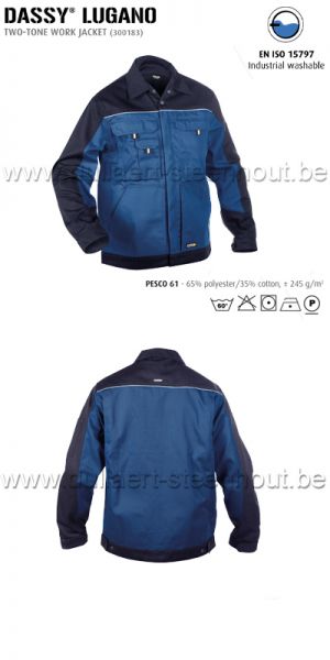 DASSY® Lugano (300183) Tweekleurige werkvest / werkjas - korenblauw/marineblauw