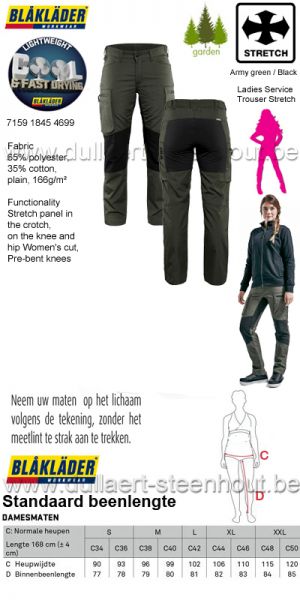 Blaklader - Comfortabele stretch werkbroek voor vrouwen 715918454699 / army green