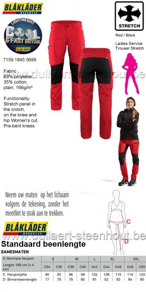 Blaklader - Comfortabele stretch werkbroek voor vrouwen 715918455699 / Red