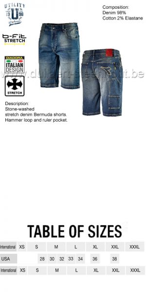 Diadora Utility - Jeans werkshort / jeans bermuda stone 702.173549 01