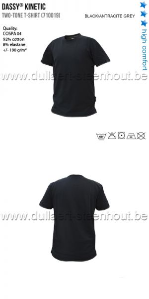 DASSY® Kinetic (710019) Tweekleurige T-shirt / hoge kwaliteit / zwart - antraciet grijs
