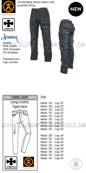 Best Worker jeans - FULL-STRETCH jeans werkbroek / spijker werkbroek  multipocket