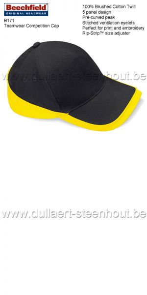 Beechfield - Pet teamwear Competition Cap - zwart / geel