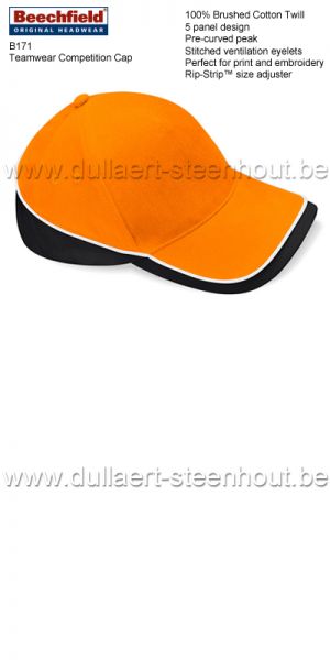 Beechfield - Pet teamwear Competition Cap - oranje / wit / zwart