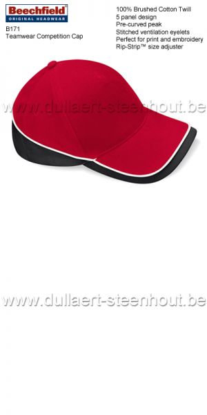 Beechfield - Pet teamwear Competition Cap - rood / wit / zwart