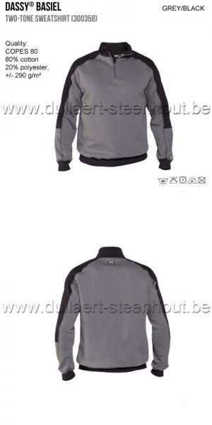DASSY® Basiel (300358) Tweekleurige sweatshirt - grijs/zwart