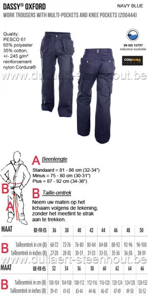 DASSY® - Oxford 245Gr (200444) Multizakken werkbroek met kniezakken - marineblauw