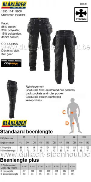 Blaklader - Craftsman trouser stretch X1900 Denim jeans werkbroek - 1990 1141 9900