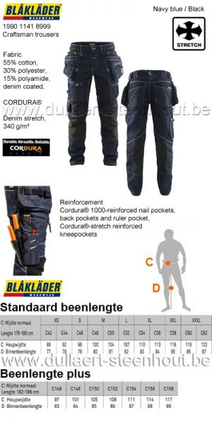 Blaklader - Craftsman trouser stretch X1900 Denim jeans werkbroek - 1990 1141 8999