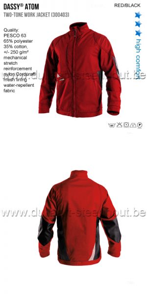 DASSY® Atom (300403) Tweekleurige werkvest / werkjas - rood/zwart