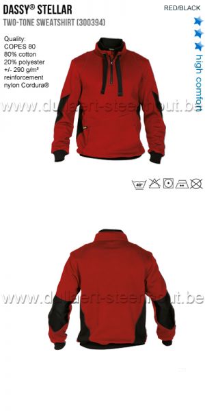 Dassy - Stellar (300394) Tweekleurige werksweater / sweatshirt - rood/zwart