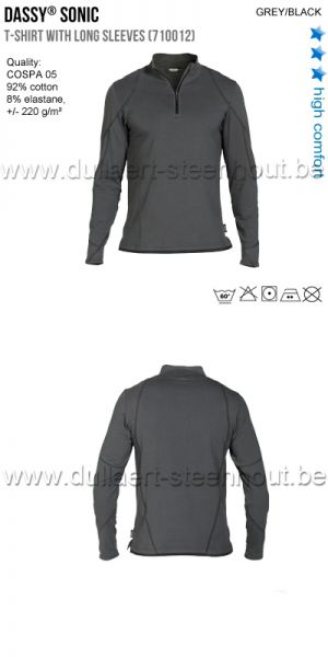 DASSY® Sonic (710012) T-shirt met lange mouwen - grijs/zwart