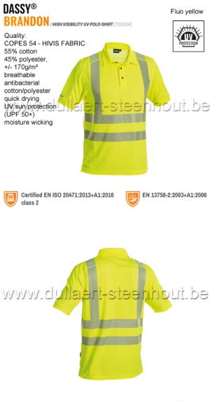 DASSY® Brandon (710024) High visibility UV polo shirt - fluogeel
